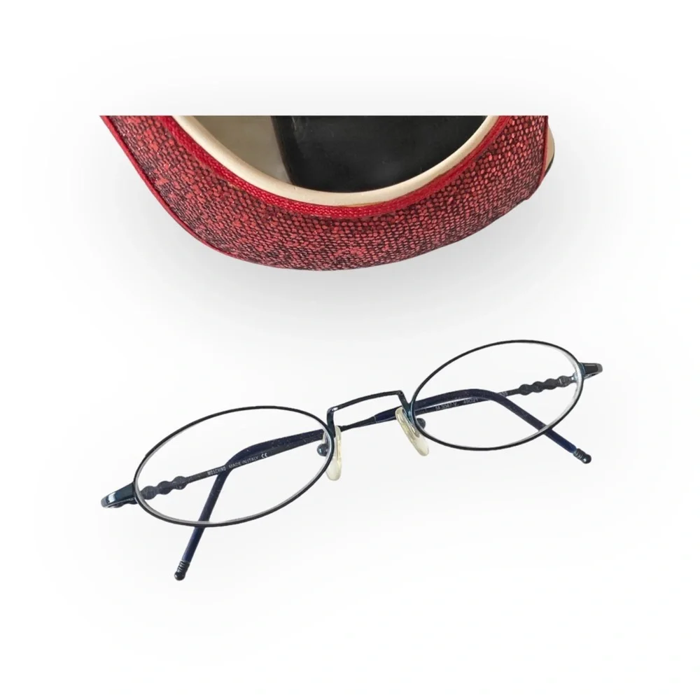 new Moschino ☻ Metal Emojis Eyeglass Frames ☻ Peace Love Yin Yang Smiley ☻︎ Navy